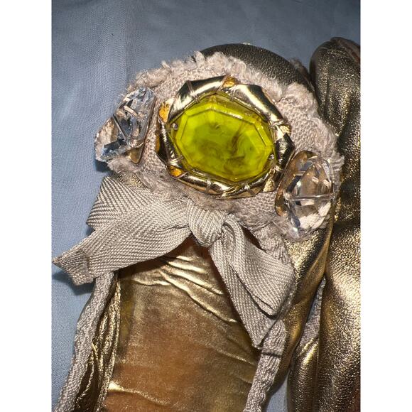 Miu Miu Gold Embellished Ballet Flats Size 36.5 (US 6.5) - Picture 3 of 5